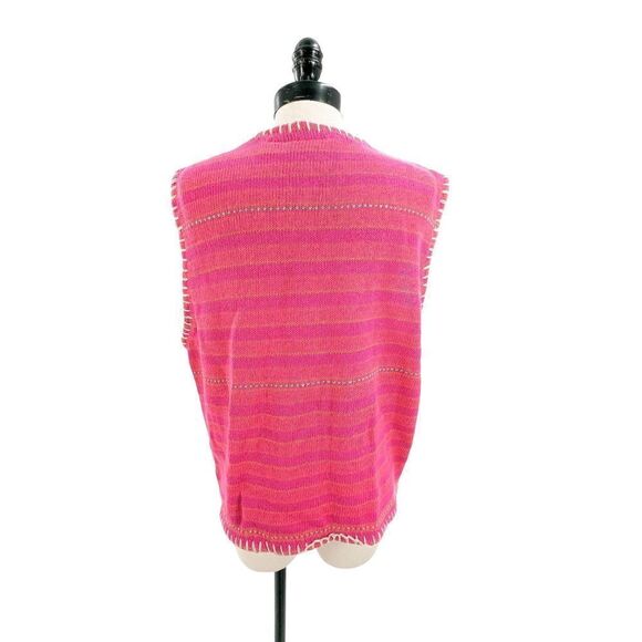 Sigrid Olsen Women Sleeveless Embroidered Beaded Knitted Vest Pink Size Large - Picture 4 of 10